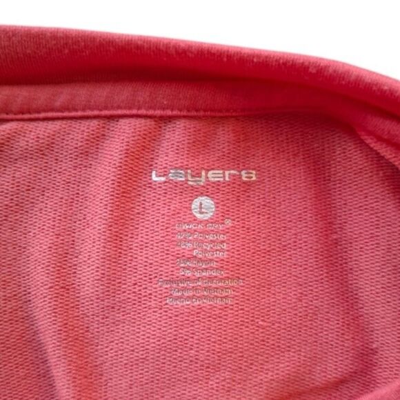 Layer 8 Coral Pink Performance Tee – Size L - Picture 3 of 5